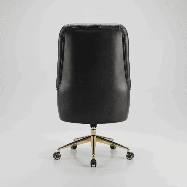 DECOTA High Back Luxury Executive Office Chair | Tufted Leather Desk Chair with High-Density Foam | Custom Colors & 5-Year Warranty 8 High-back black leather office chair with adjustable height and swivel base.