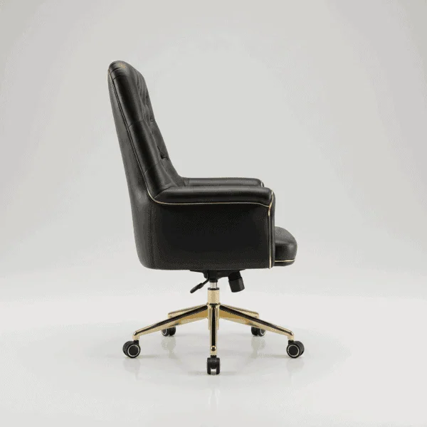 DECOTA High Back Luxury Executive Office Chair | Tufted Leather Desk Chair with High-Density Foam | Custom Colors & 5-Year Warranty 7 Luxurious black leather executive office chair with adjustable height and swivel base.