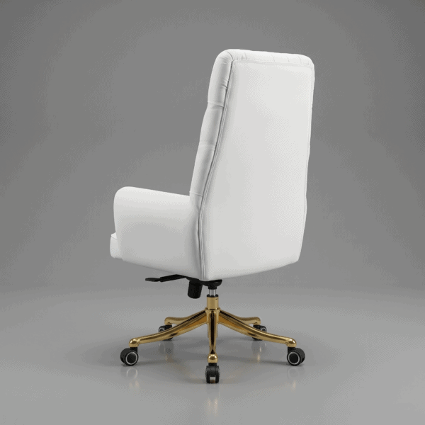 LEGACY High-Back Luxury Executive Chair High-Density Ergonomic Foam Custom Color Bespoke Series 5-Year Warranty 10 A technical cutaway of an executive chair showing high-density cold-cured foam layers over a solid wooden frame, next to a 200kg capacity icon and gold-plated base.