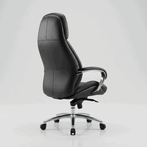 Ergonomic multi-position tilt lock mechanism for customized reclining on the LUXORA executive chair.