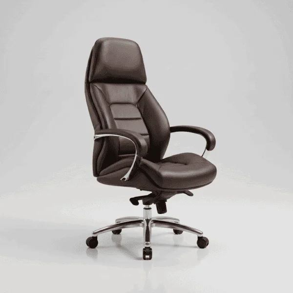 LUXORA high-back ergonomic executive office chair in coffee brown, front view.