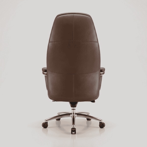Close-up of the LUXORA office chair reinforced aluminum base and 60mm silent castor wheels.