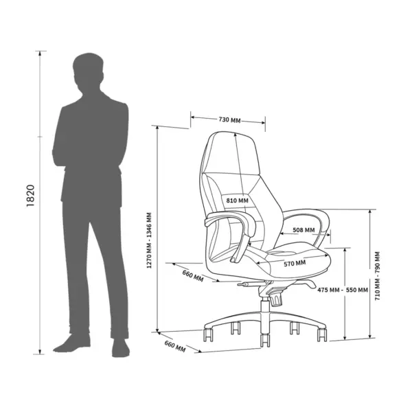 LUXORA Boss Chair Dimensions Guide