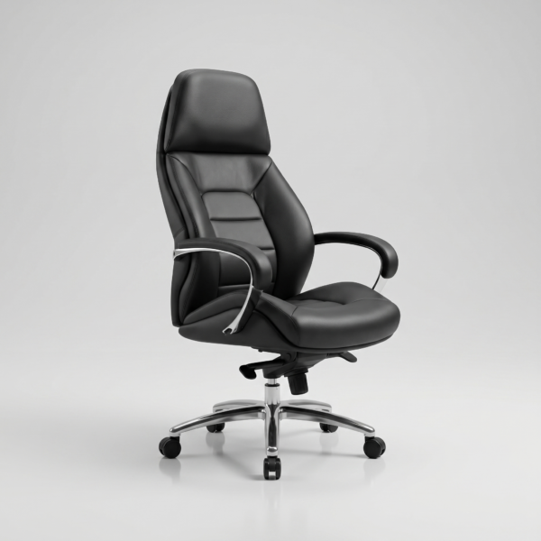 LUXORA High Back Ergonomic Executive Office Chair (Smart Black) – Premium Leatherette Boss Chair, Multi-Position Tilt Lock, Aluminum Base & 5-Year Warranty