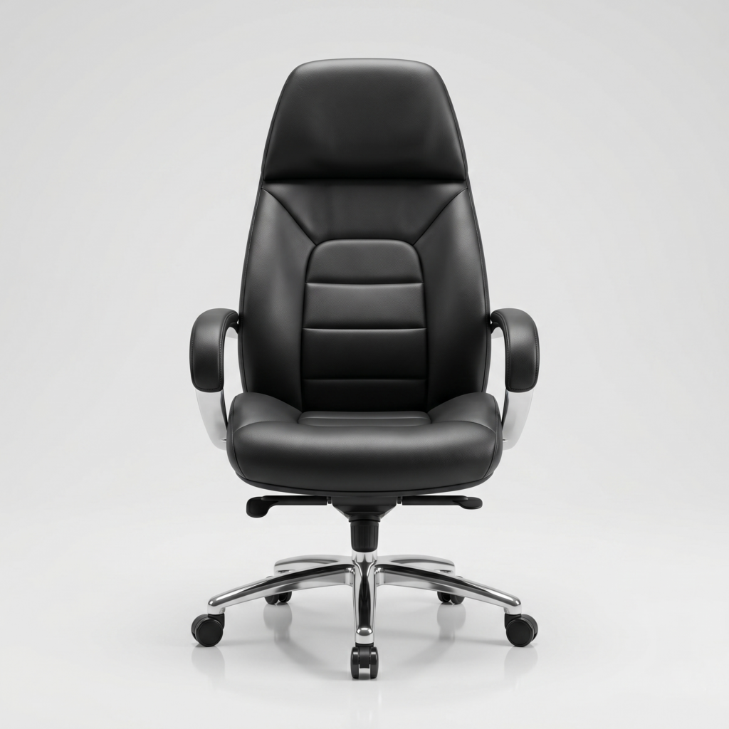 LUXORA High Back Ergonomic Executive Office Chair in Smart Black with Aluminum Base.