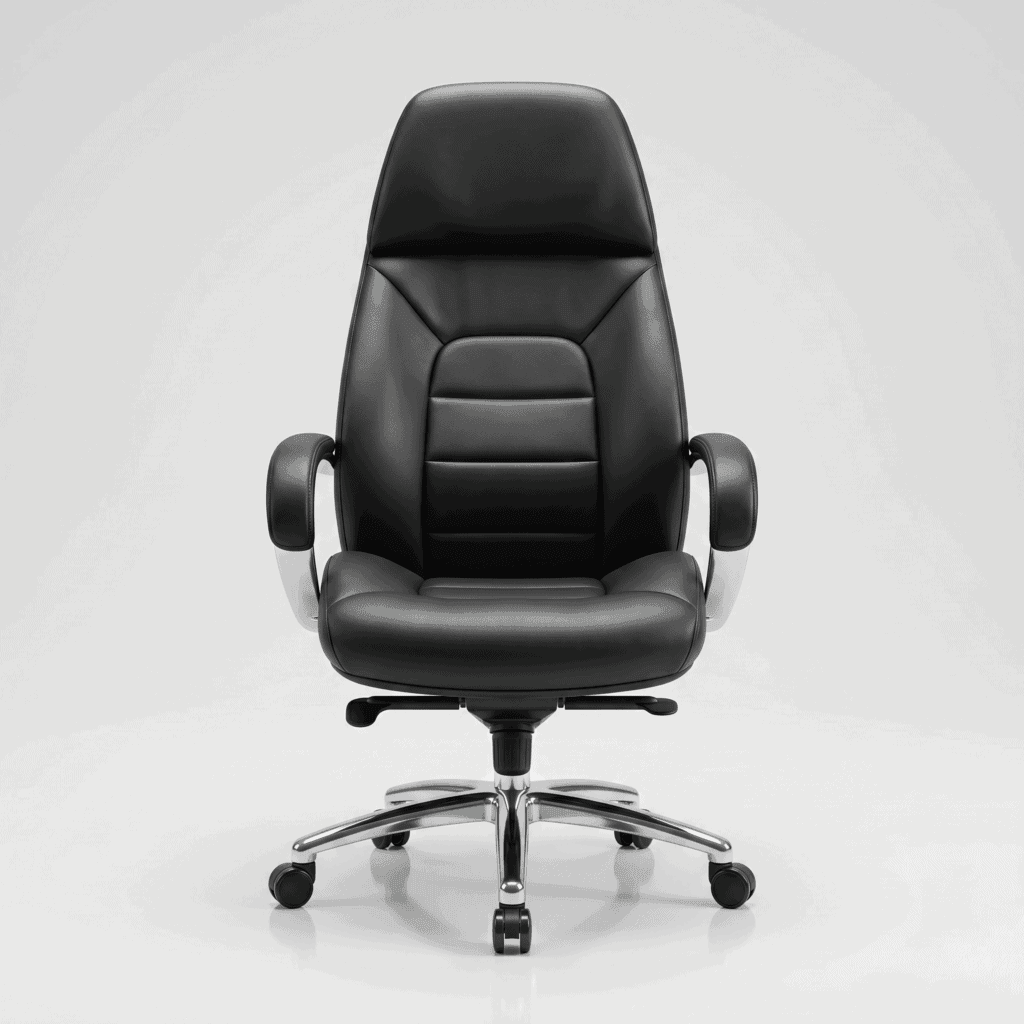 LUXORA High Back Ergonomic Executive Office Chair in Smart Black with Aluminum Base.
