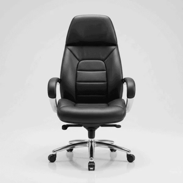 LUXORA High Back Ergonomic Executive Office Chair in Smart Black with Aluminum Base.