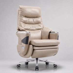 Zenith Reclining Executive Office Chair – Cream Nappa Leather
