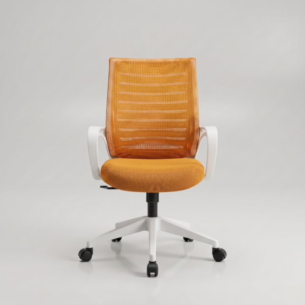 Boom Mid-Back Ergonomic Office Chair | Breathable Fabric Desk Chair with Fixed Armrests & Sturdy Star Base | Fully Customizable | (Orange Mesh & White Frame) 3-Year Warranty 5 Grid showcase presenting multiple fabric and mesh custom color options available for the Boom office chair series.