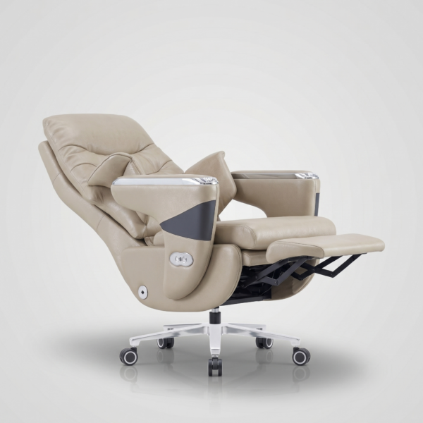 Zenith Reclining Executive Office Chair – Cream Nappa Leather 6 Heavy Duty Executive Chair Side Profile