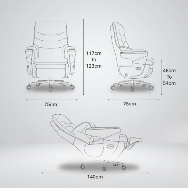 Zenith Reclining Executive Office Chair – Cream Nappa Leather 8 Premium Nappa Leather and 45D High Density Foam Detail