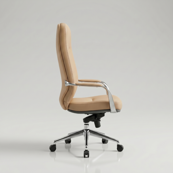 Siena Executive High-Back Office Chair | Sleek Ergonomic Design | Class 4 Hydraulic, Aluminium Base & Multi-Position Lock | 50+ Custom Colors | 5-Year Warranty (Tan Color) 8 Technical view of Siena office chair multi-position tilt lock mechanism and smooth adjustment lever.