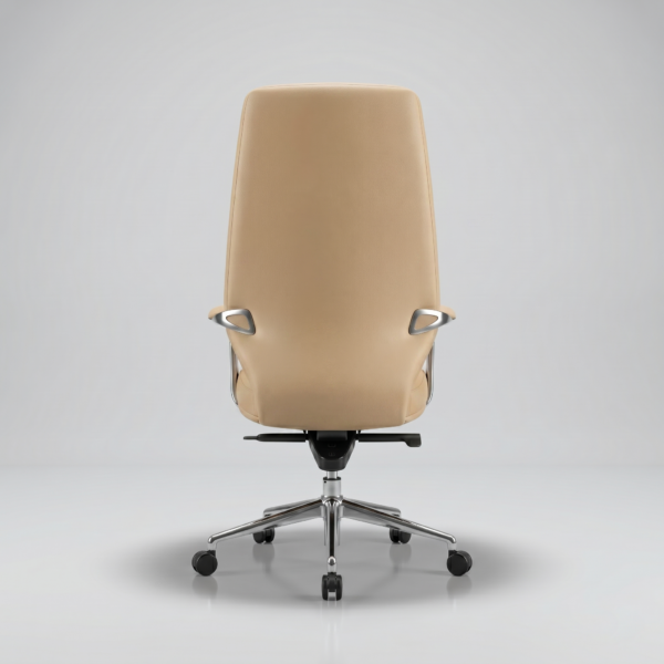 Siena Executive High-Back Office Chair | Sleek Ergonomic Design | Class 4 Hydraulic, Aluminium Base & Multi-Position Lock | 50+ Custom Colors | 5-Year Warranty (Tan Color) 10 Solid polished aluminium star base of Siena executive chair with Class 4 hydraulic piston and 60mm caster wheels.