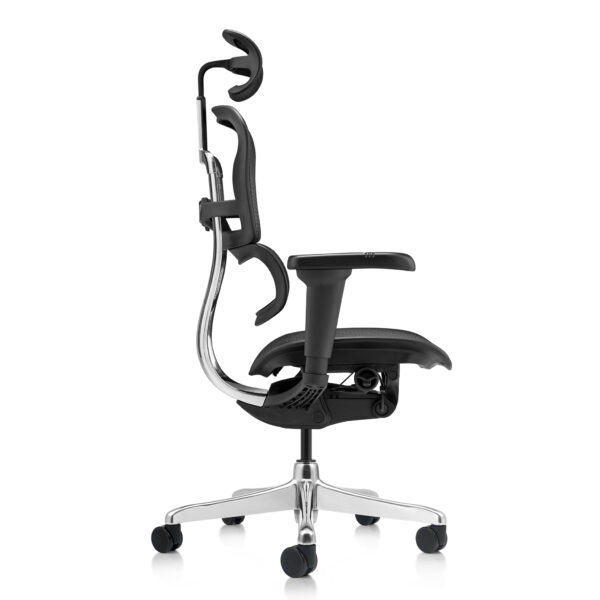 Close-up of the multi-function single-lever control mechanism on the Ergohuman Xpert ELITE ergonomic office chair.
